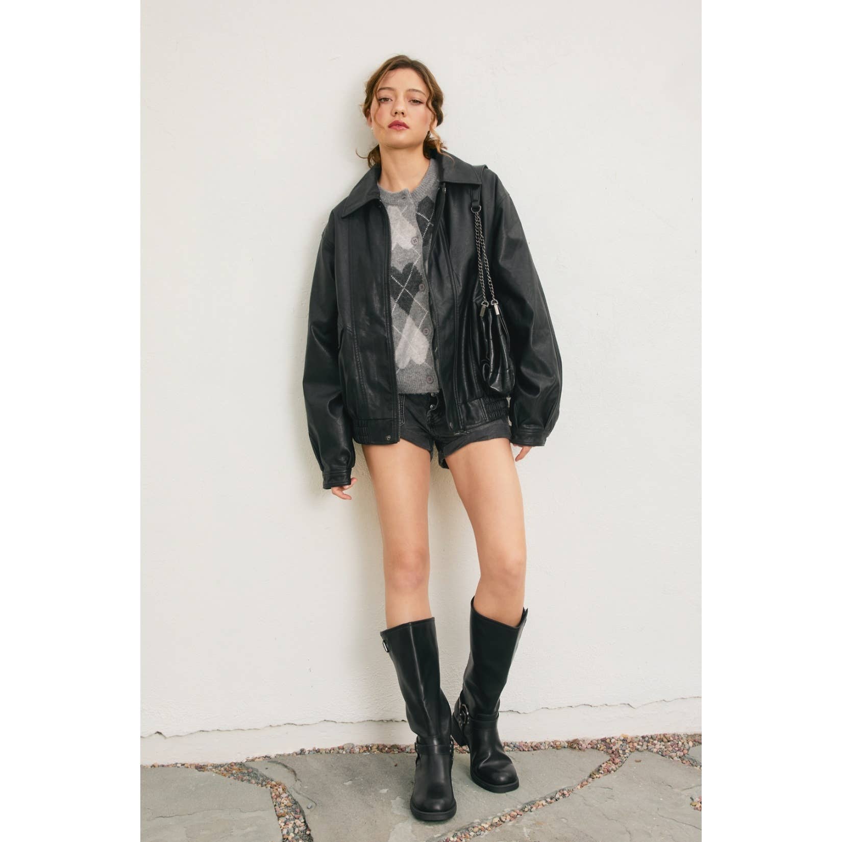 Braxton Oversized Faux Leather Biker Jacket