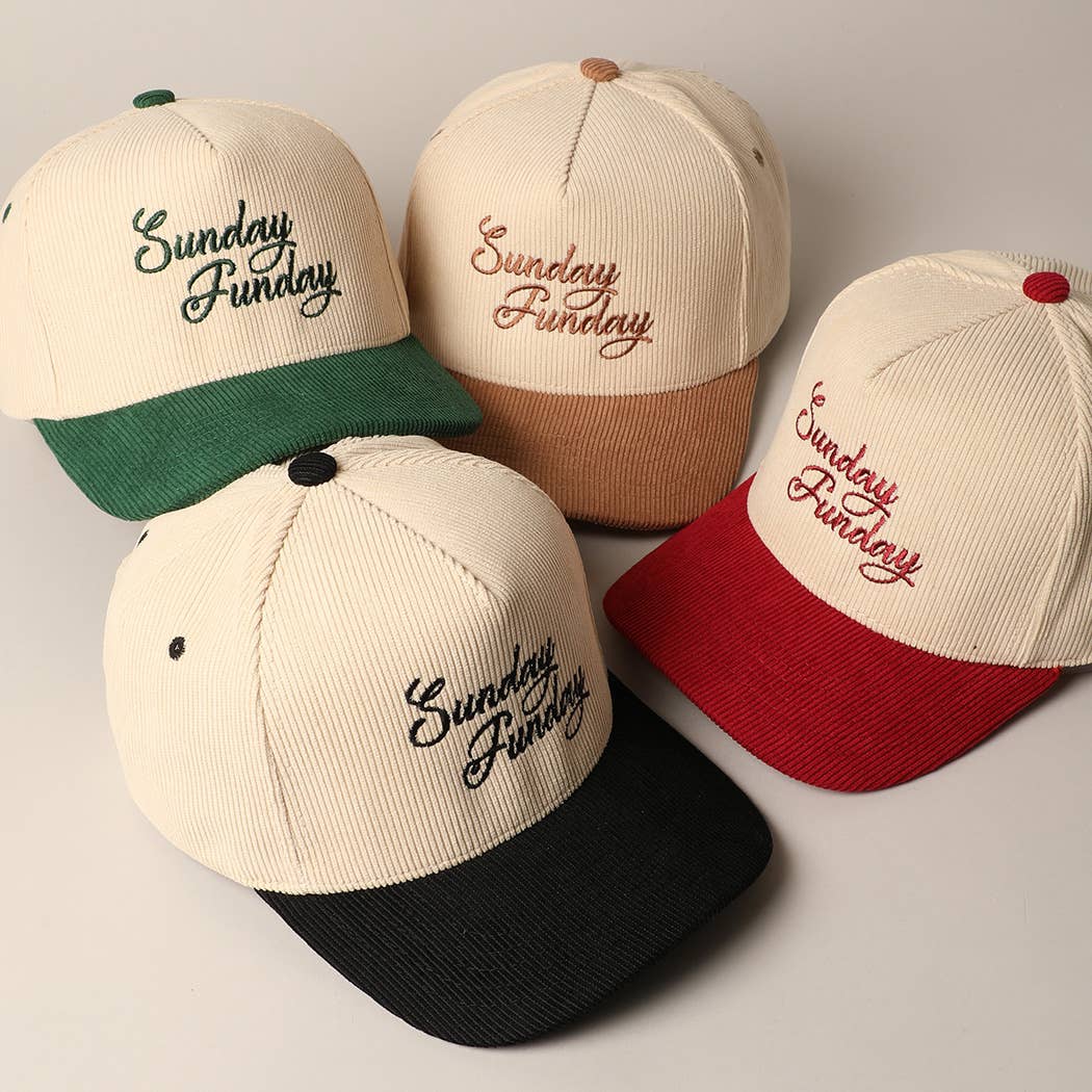 Sunday Funday Corduroy Trucker Baseball Cap
