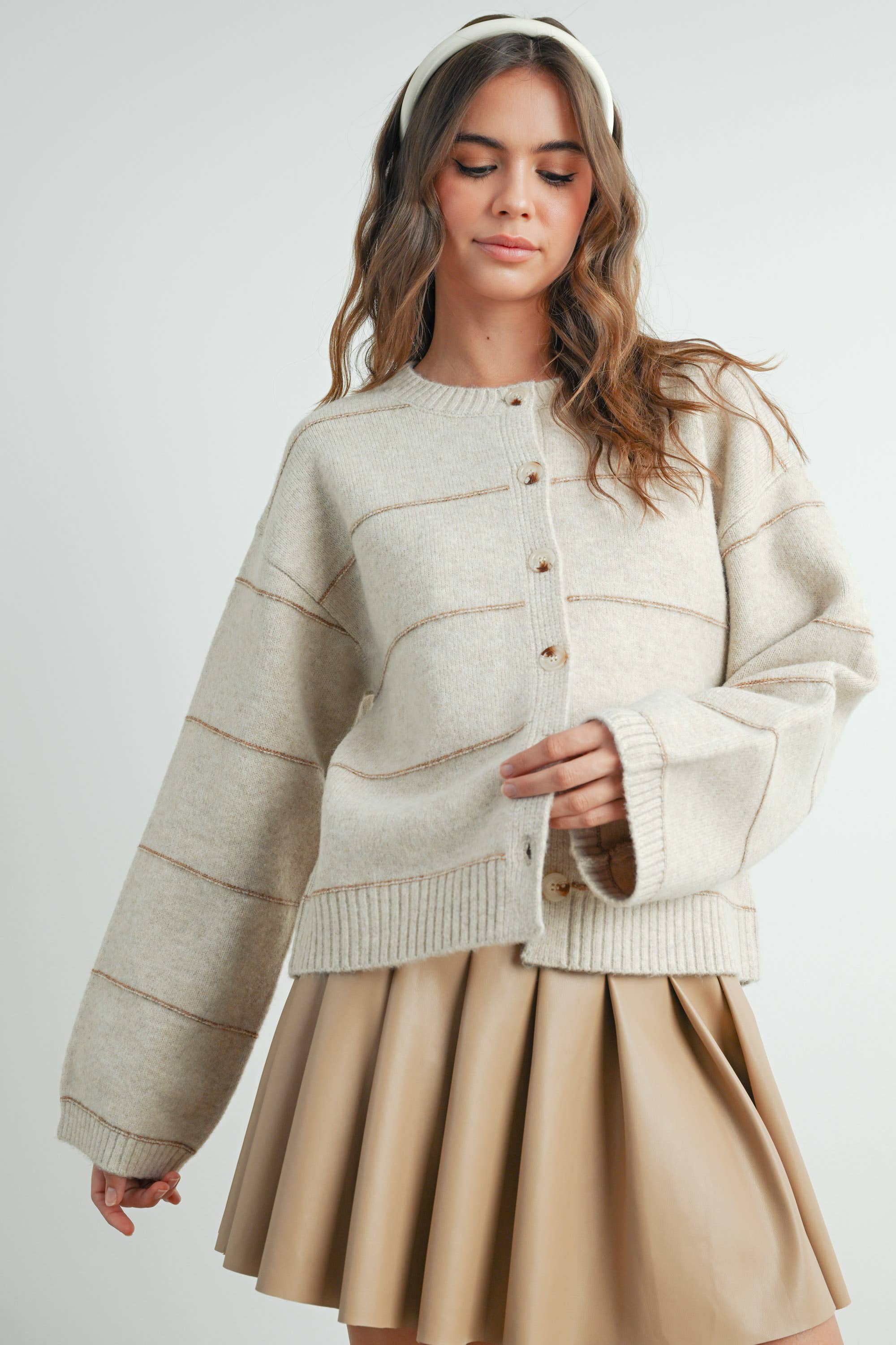 Penelope Button Front Striped Cardigan