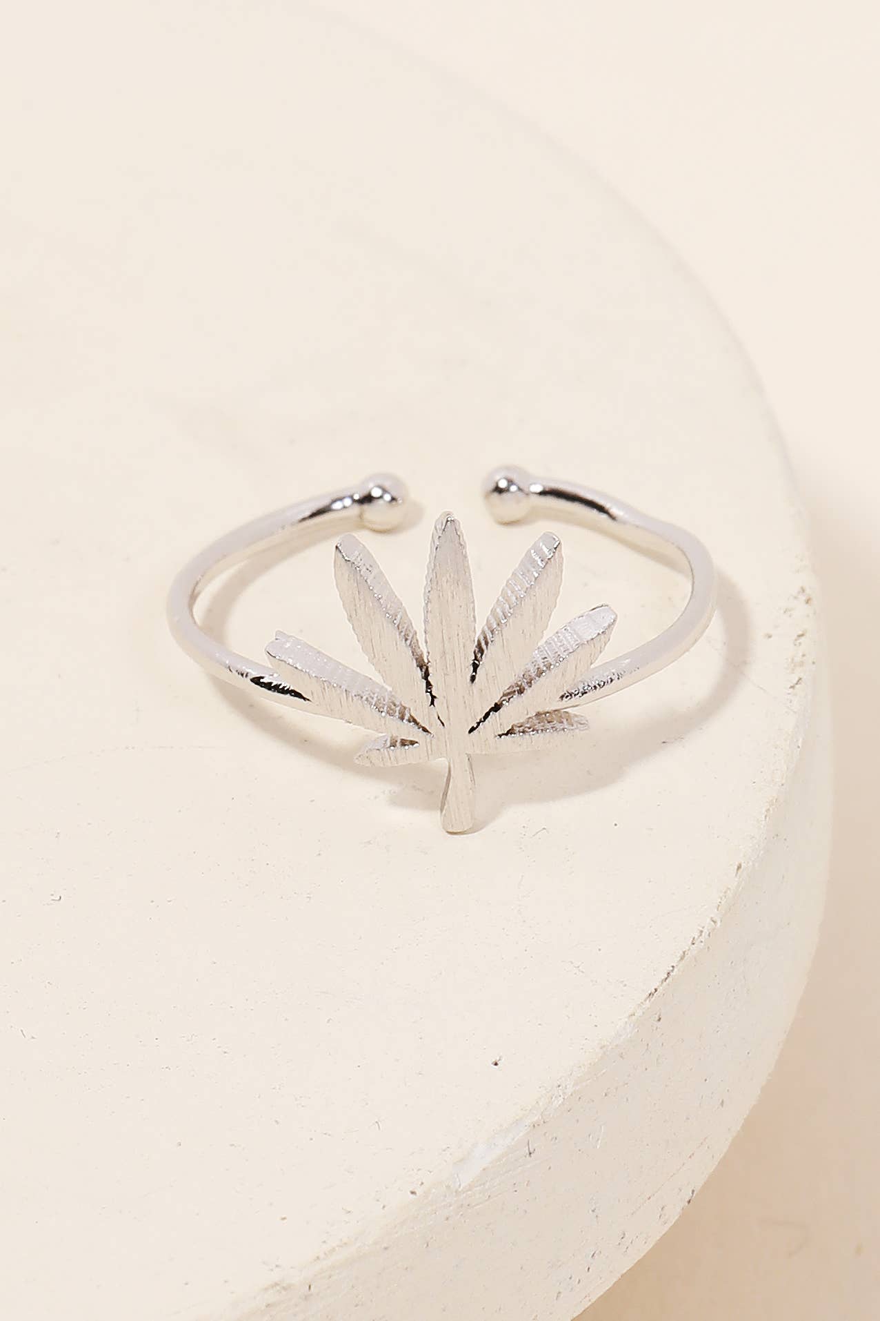 Gold Dipped Delicate Marijuana Leaf Adjustable Ring