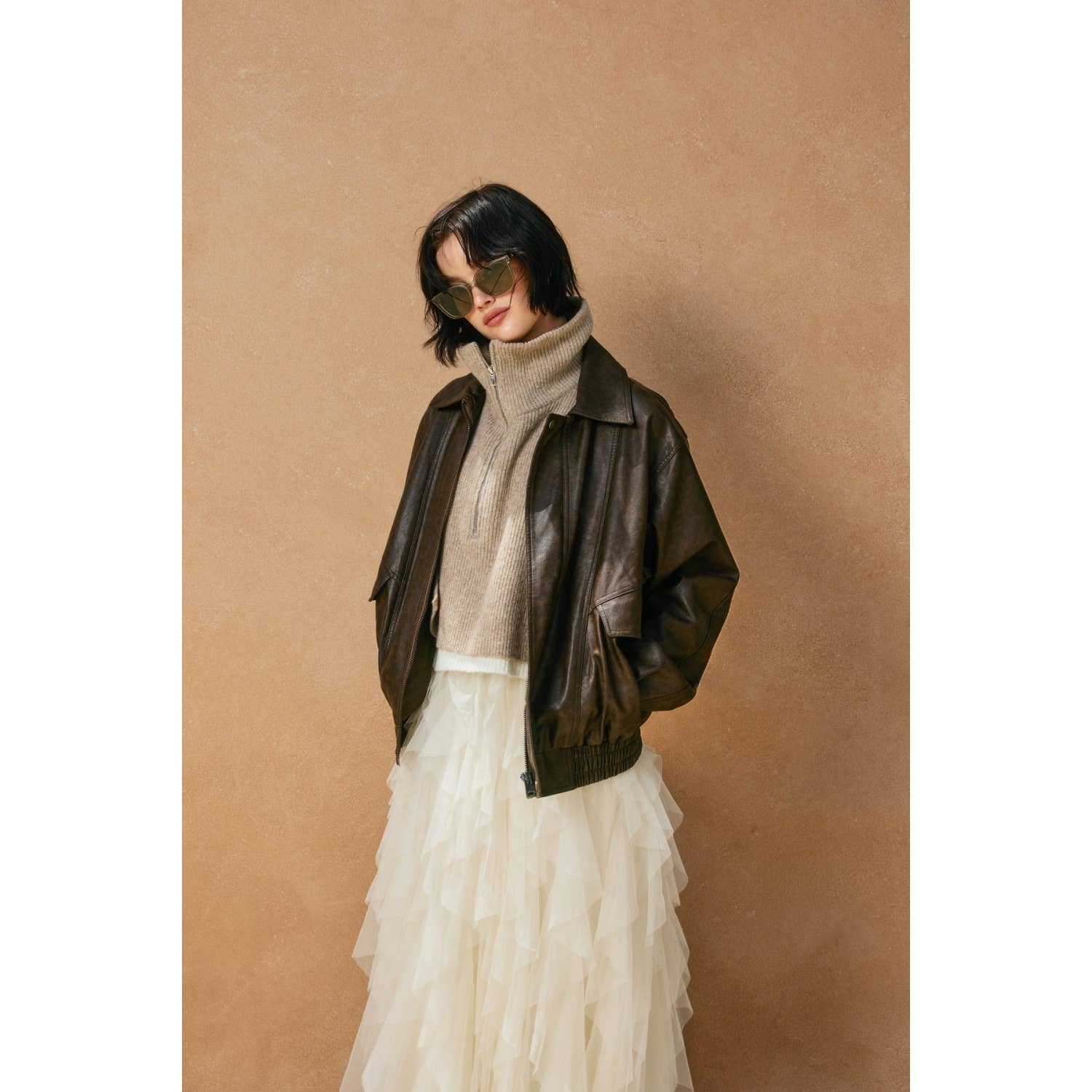 Braxton Oversized Faux Leather Biker Jacket