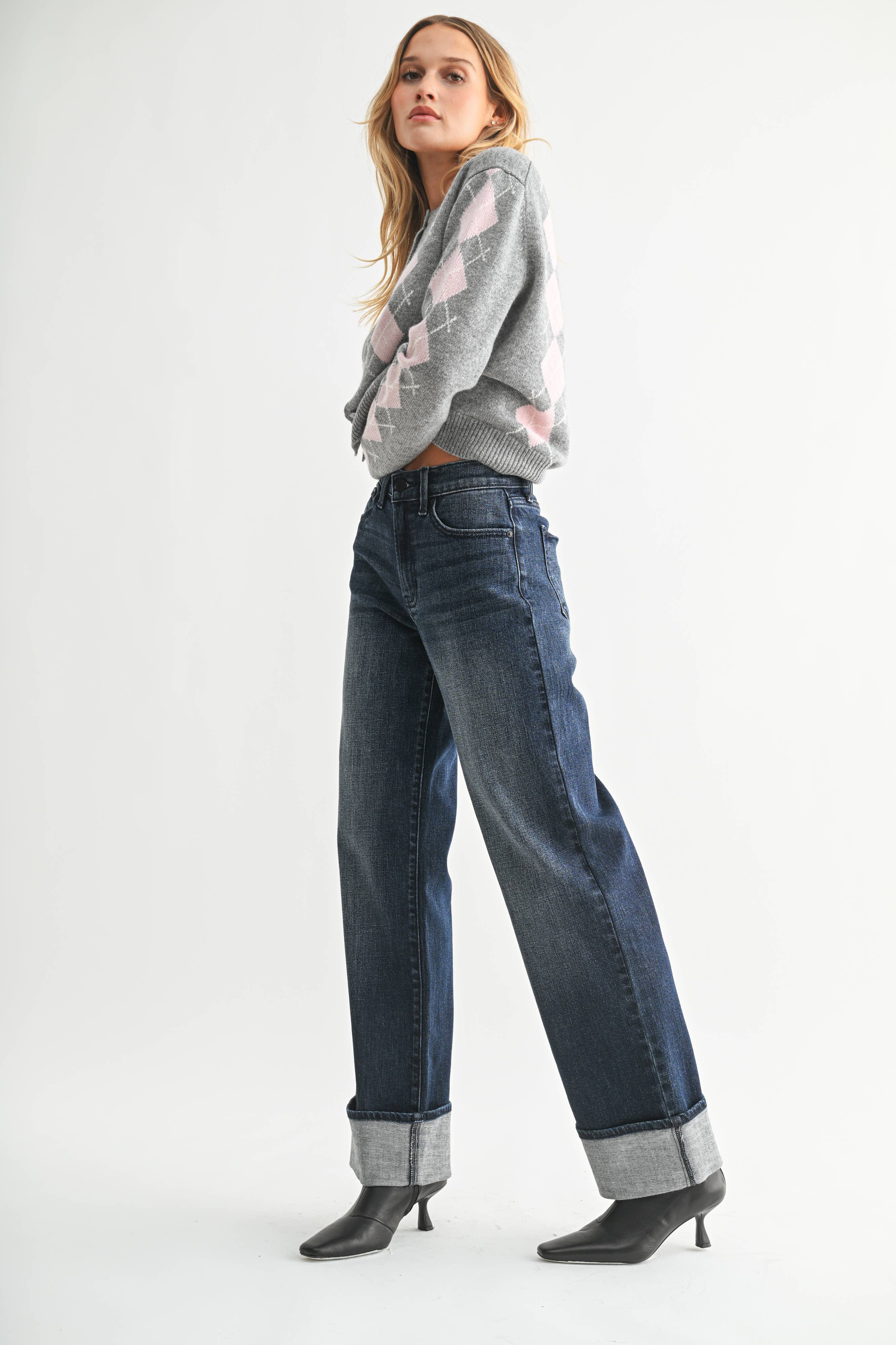 Billie Cuffed Wide Leg Jeans