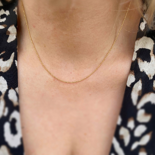 18k Gold Filled 1.0mm Ball Chain Diamond Cut