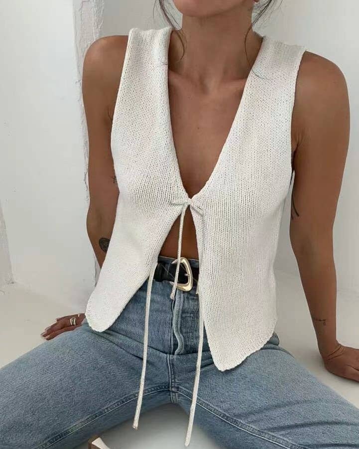 Ellison Lace-Up Knitted Vest