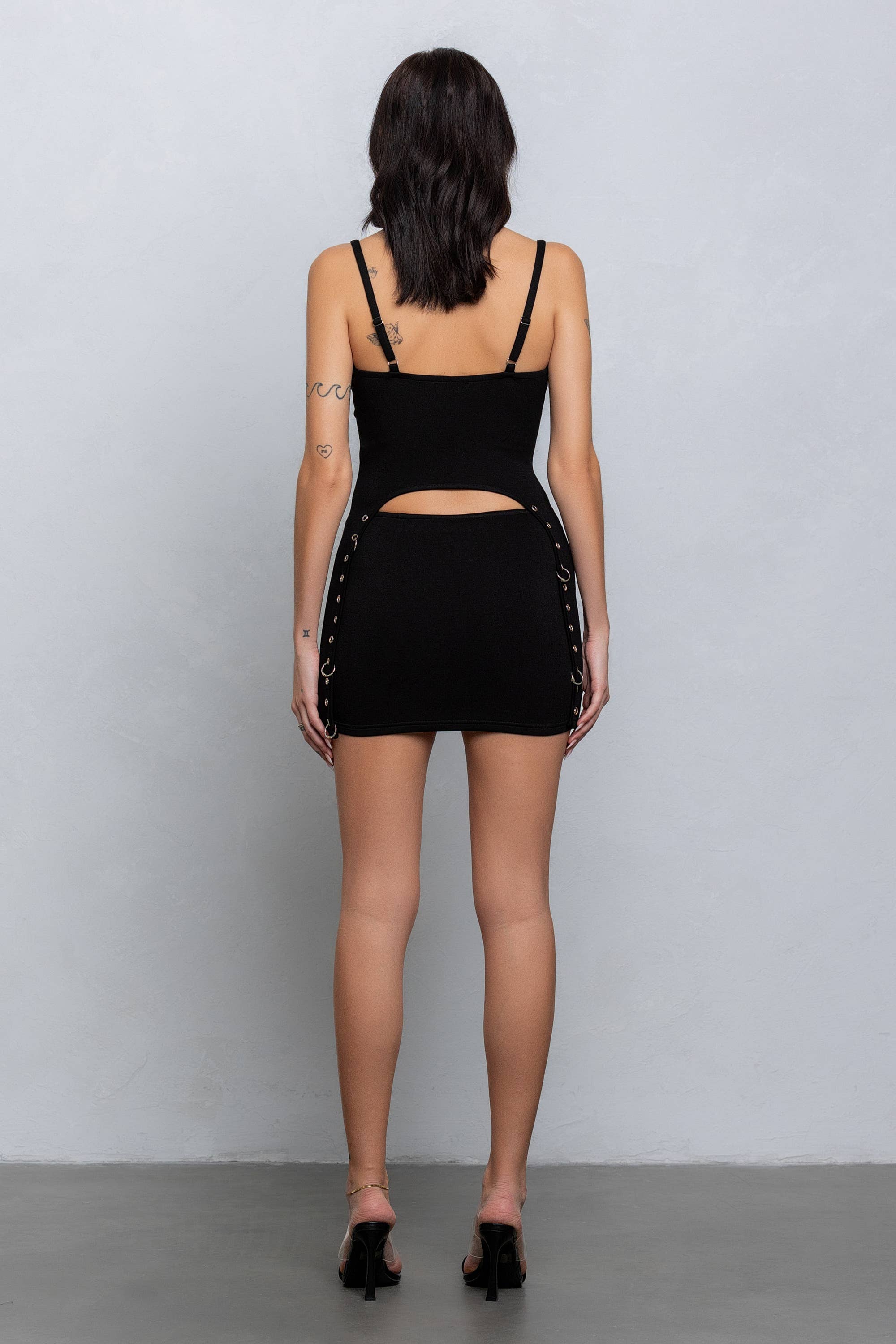 Noli Grommet detail zip-up cami & mini skirt set