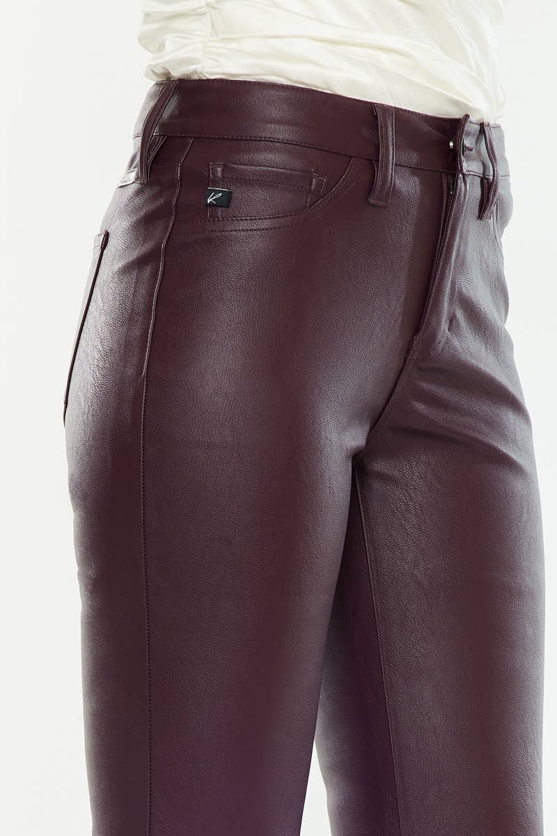 Neriah MID RISE VEGAN LEATHER BOOTCUT Pants