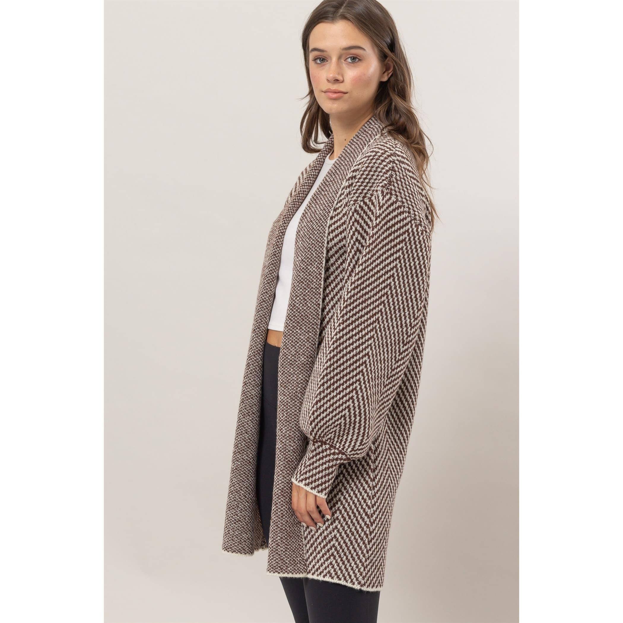 Herringbone Sweater Cardigan