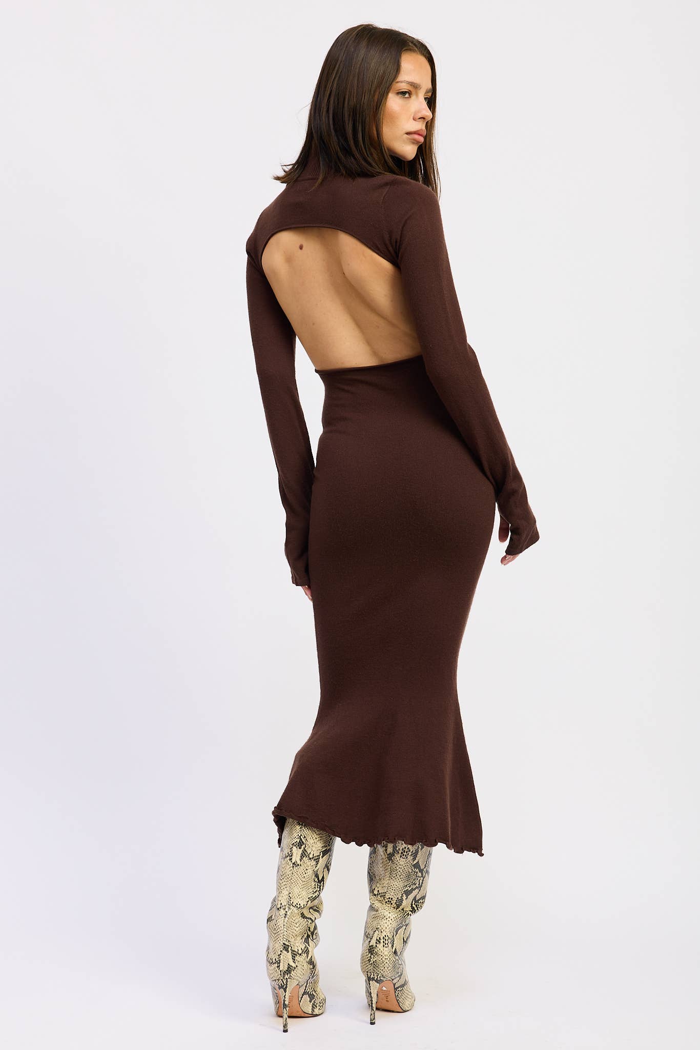 Nolan TURTLE NECK MIDI DRESS WITH BACK CUTOUT