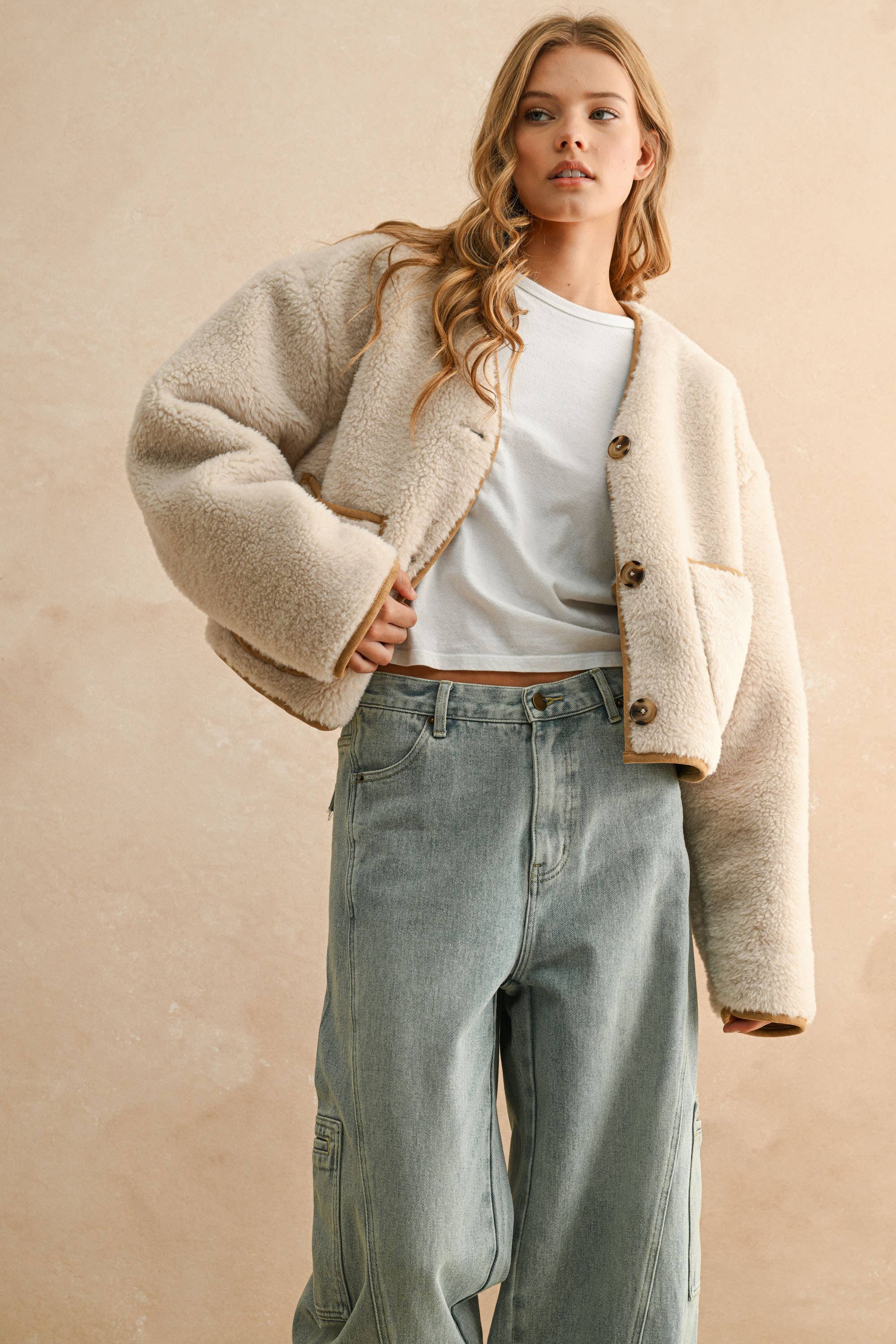 SHERPA AND SUEDE REVERSIBLE JAKCET