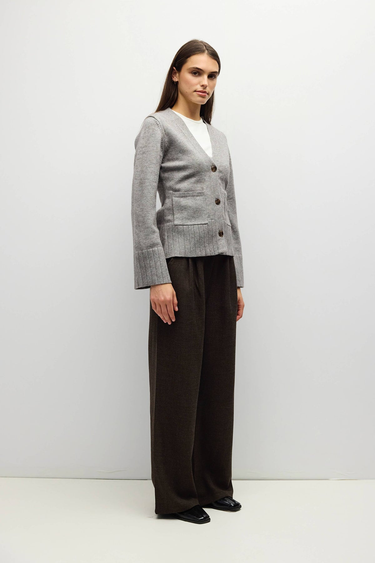 The Allison Cardigan | V Neck Cardigan Patch Pockets