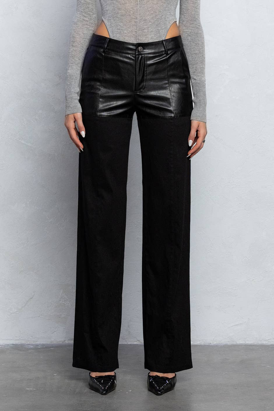 Betty Faux leather contrast pants