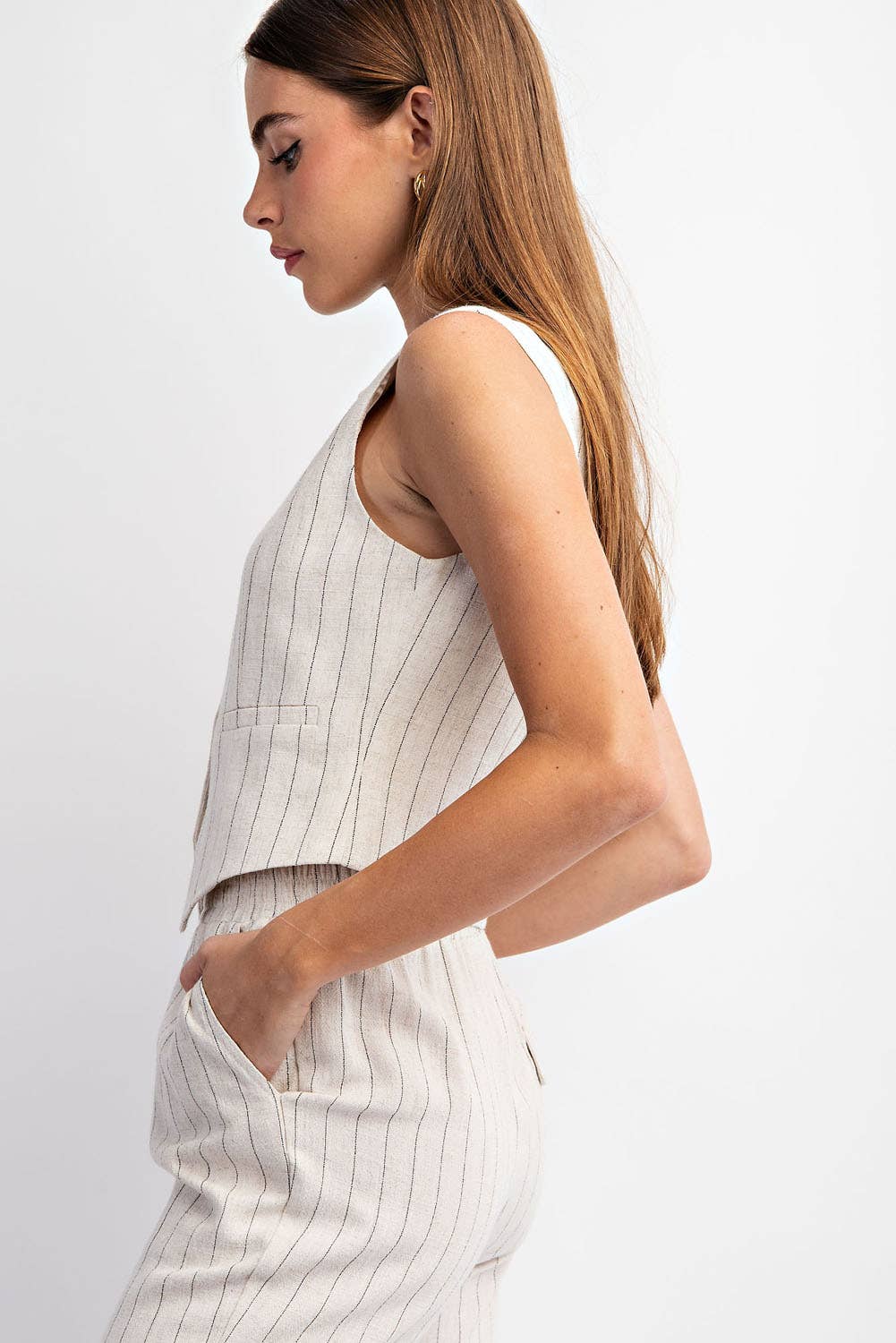 Kennedy BLENDED LINEN STRIPE VEST