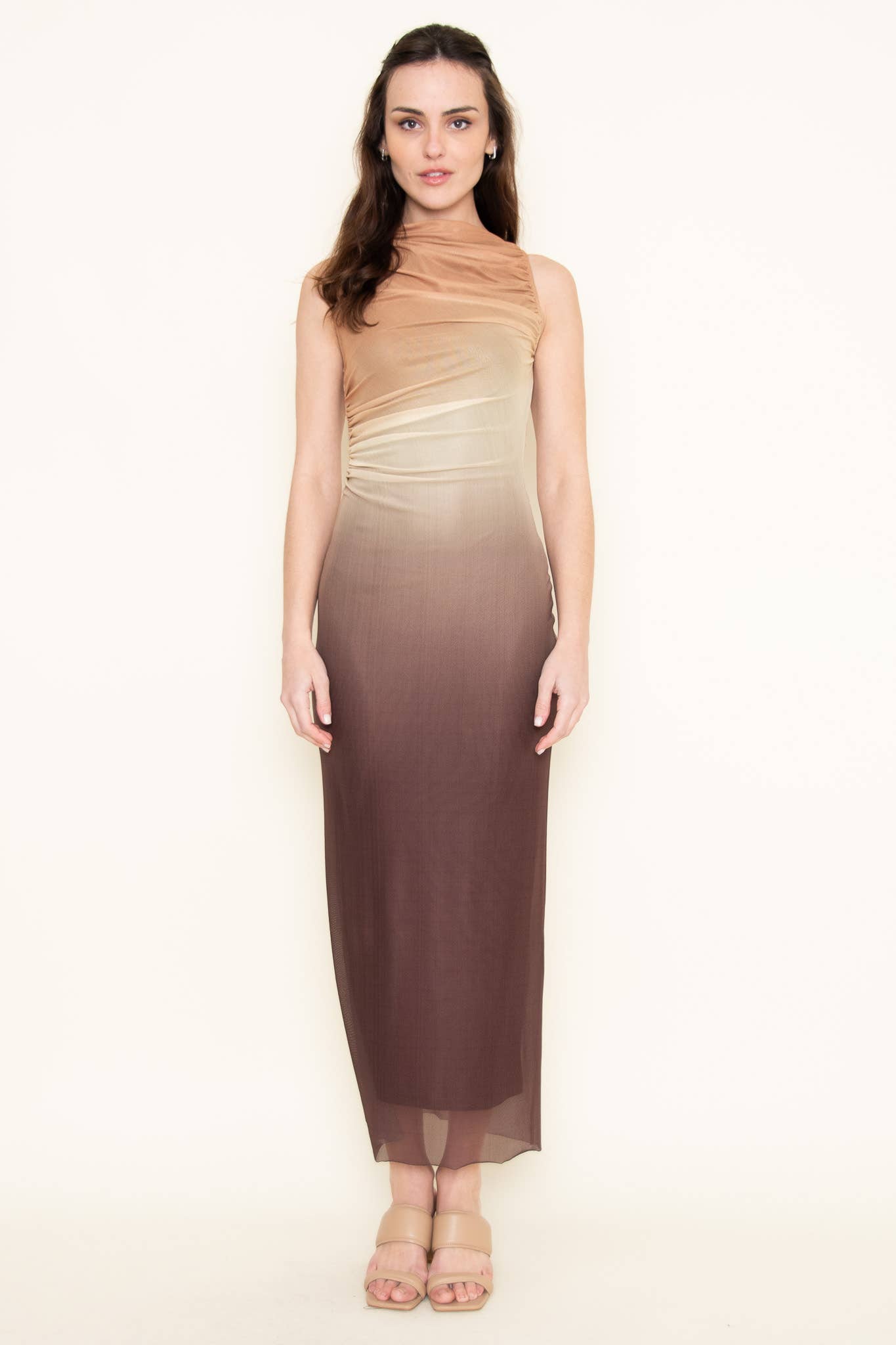 CHIC MESH MODERN OMBRE SLEEVELESS LONG DRESS-DI9072FO