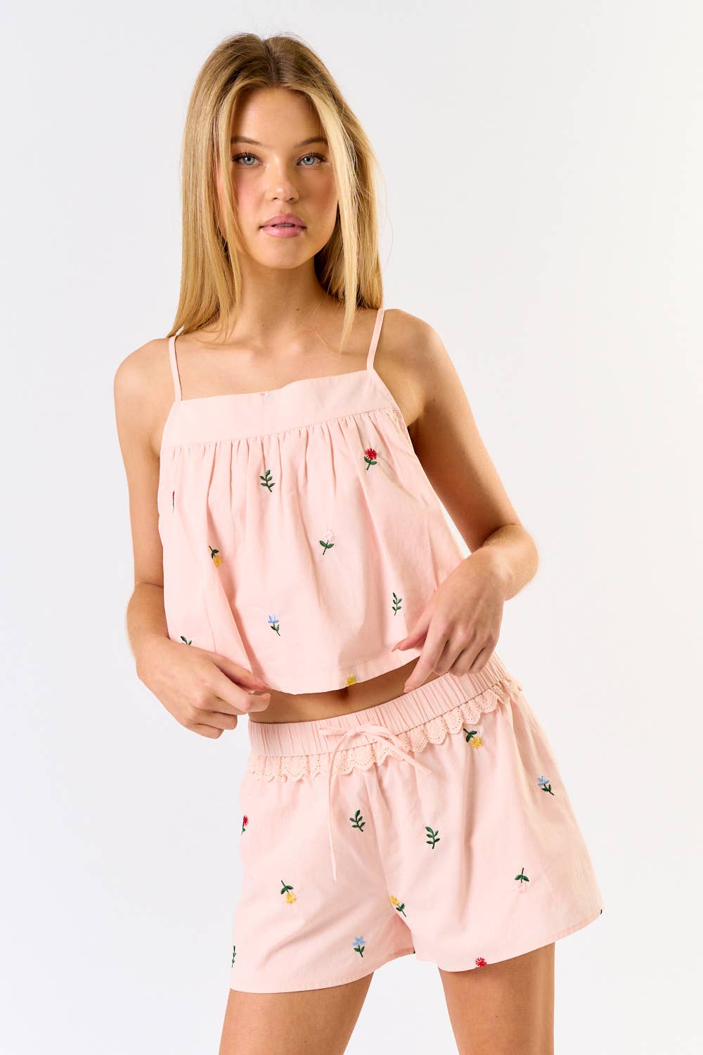 FLORAL EMBROIDERY CAMI TOP