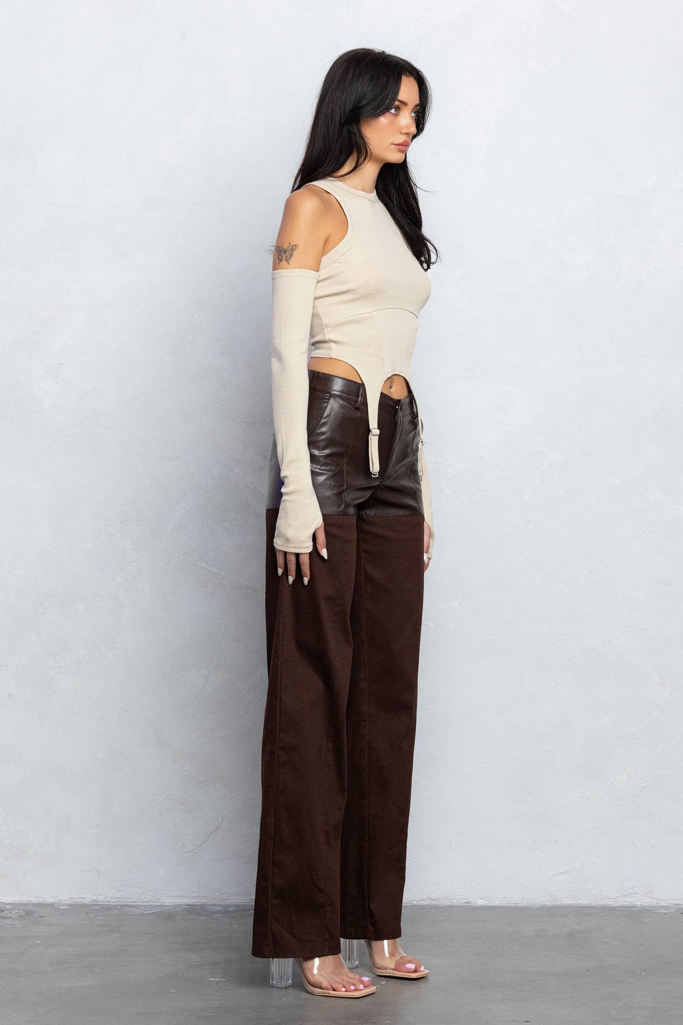 Betty Faux leather contrast pants