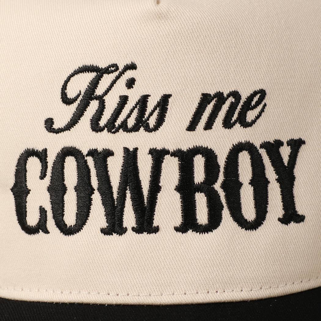 Kiss Me Cowboy Embroidery Two-Tone Cap