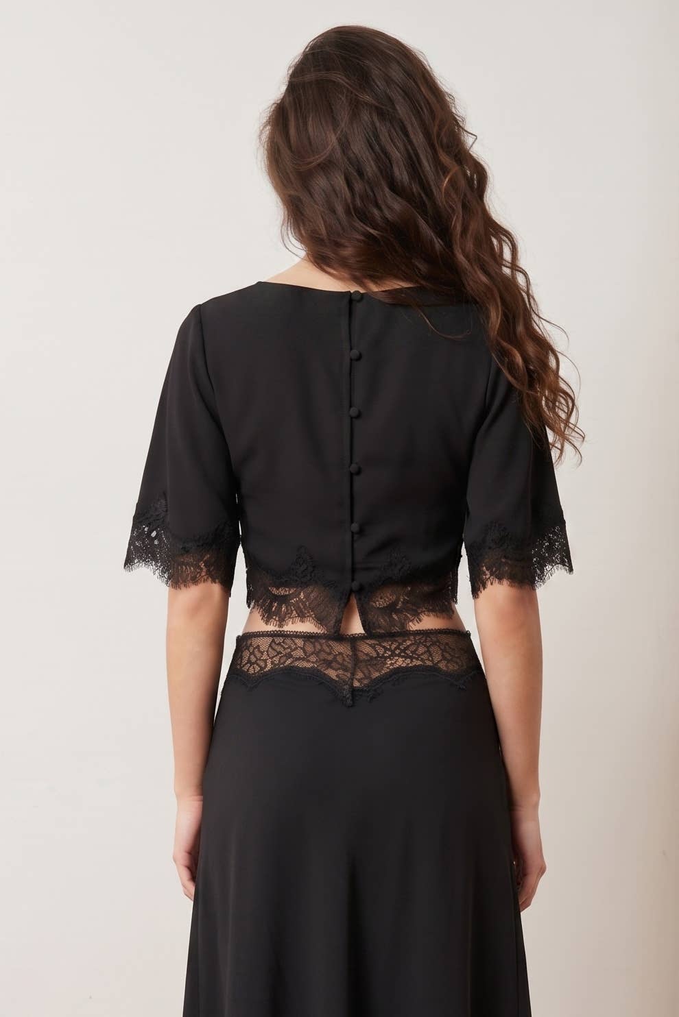 Esme LACE HEM TWILL SATIN CAPE TOP