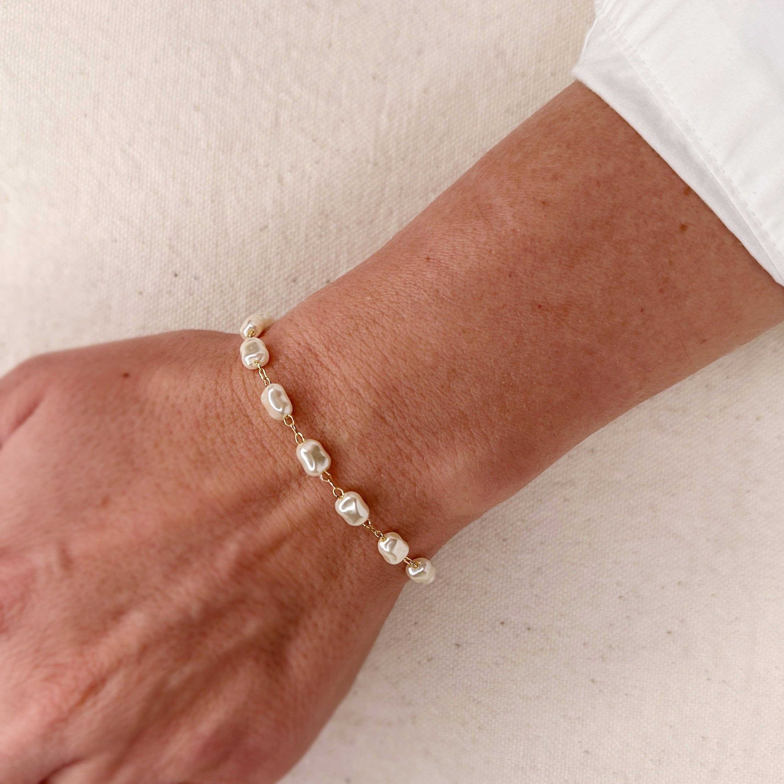 18k Gold-filled Baroque Pearl Bracelet